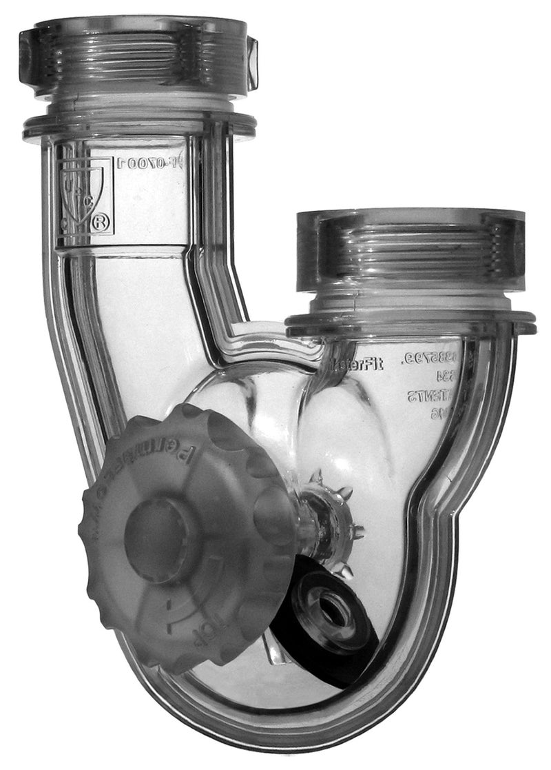 PermaFLOW Never Clog Transparent ABS 1-1/2" J-Bend (includes 1-1/2" to 1-1/4" reducing gaskets) - for Kitchen and Bath/Lavatory; PT5021 - Image 1